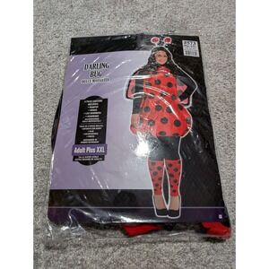 Amscan Costume Womens XXL Red Darling Bug Ladybug Polka Dot 5pc Set Plus Size